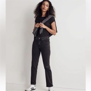 Madewell The Mid-Rise Perfect Vintage Straight Jean Rosella Wash: Ripped Edition